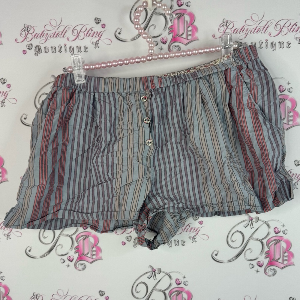Lilko shorts buttons mini lounge pj Chic Striped High Waist Women's Shorts